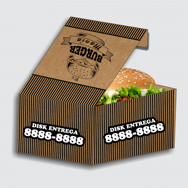 CAIXA DELIVERY | TAMANHO 12,5 X 12,5 X 8 CM | PAPEL KRAFT 250G | 1x0 COR | PERSONALIZADA