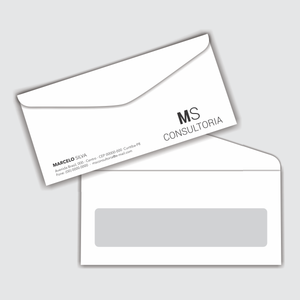 Envelopes com janela | 1x0 | 11,3x23cm | Sulfite 75g | Janela Plástica