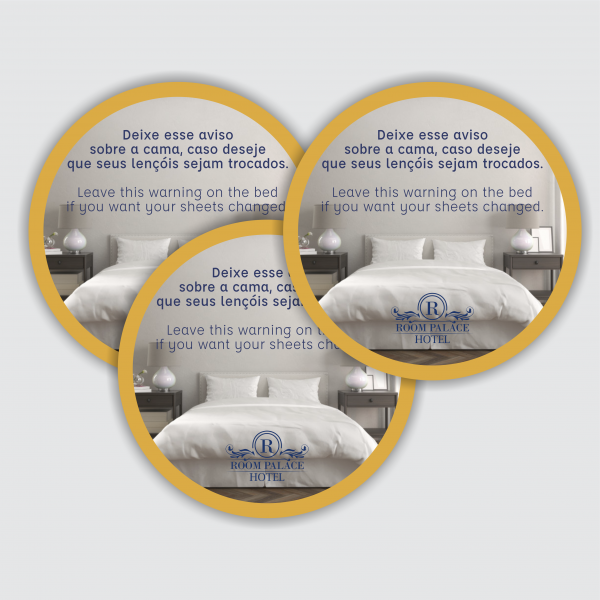 Placa Troca de Lençóis | 4x0 |16x16 cm| PS 1 mm | Corte especial | laminação fosca ou brilho