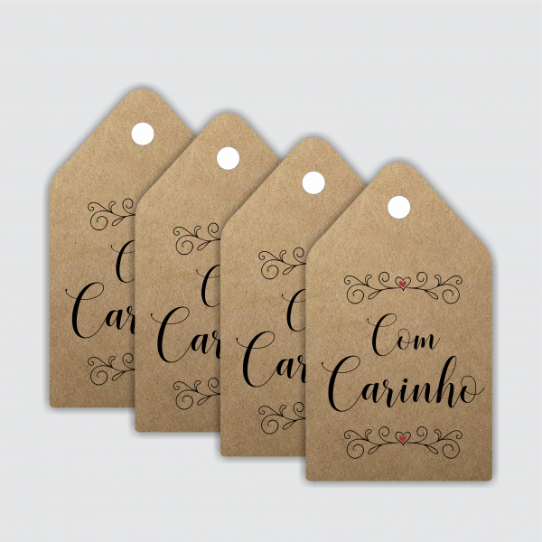 Tag Corte Especial | 4x0 | 3x6 cm | Kraft 250g | furo | Corte especial